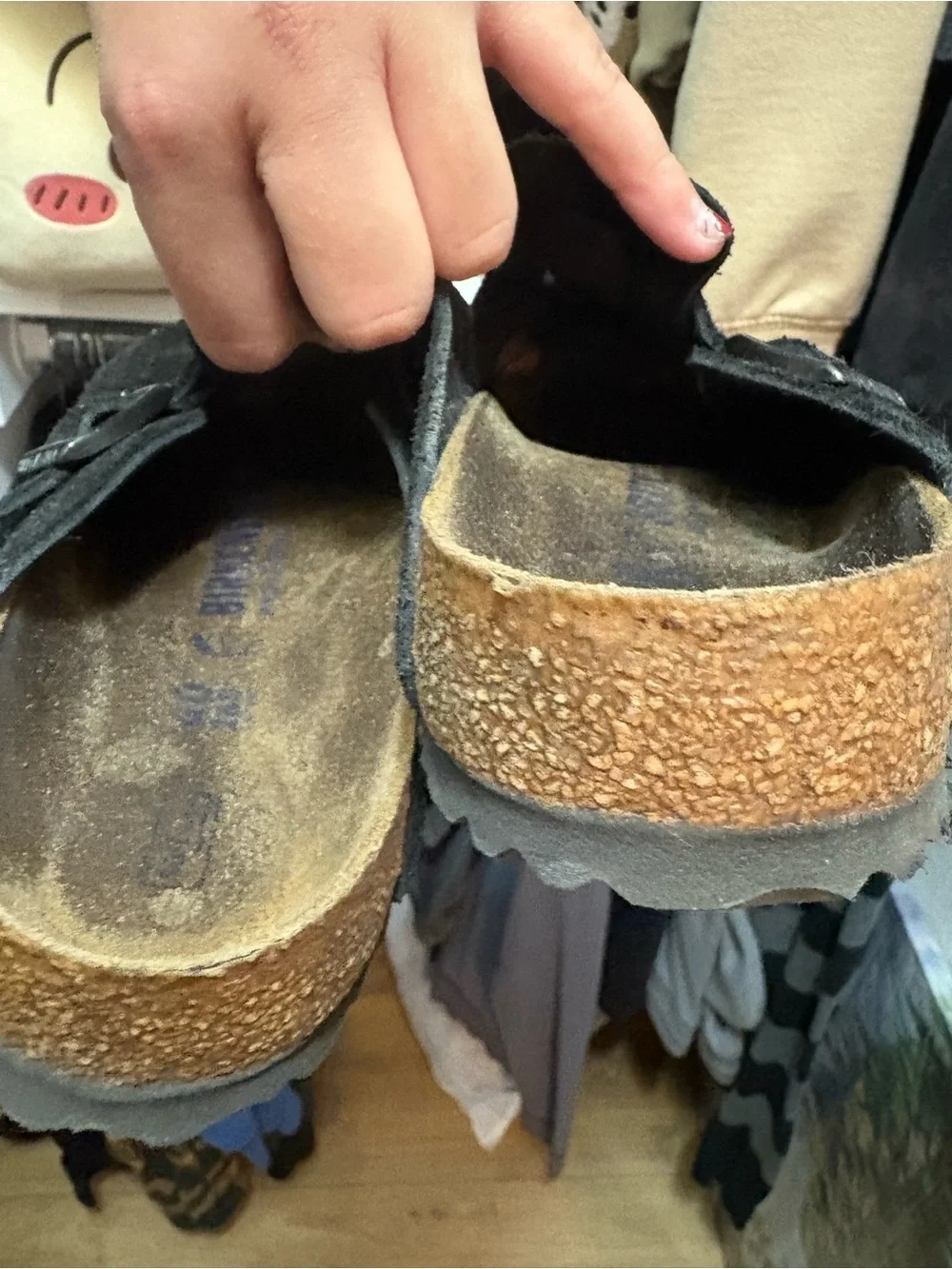Black Suede Slip-On Clogs with Buckle 40 - Picture 4 of 5